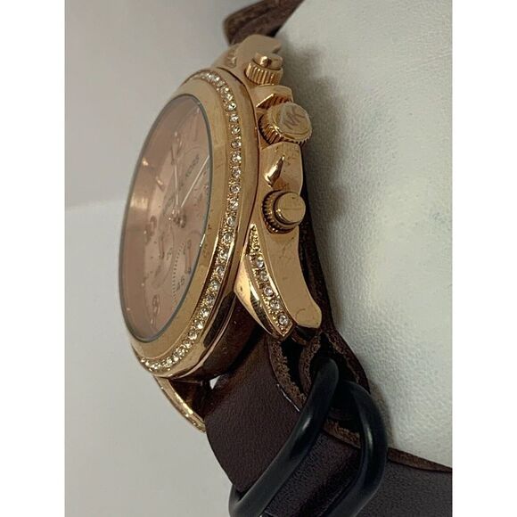 Michael Kors MK5263 Women Michael Kors MK5263 Women\'s Leather Analog Rose Dial Quartz Genuine Watch E361